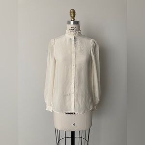 NWT & Other Stories Cream Silk Ruffle Blouse Shirt Size 2